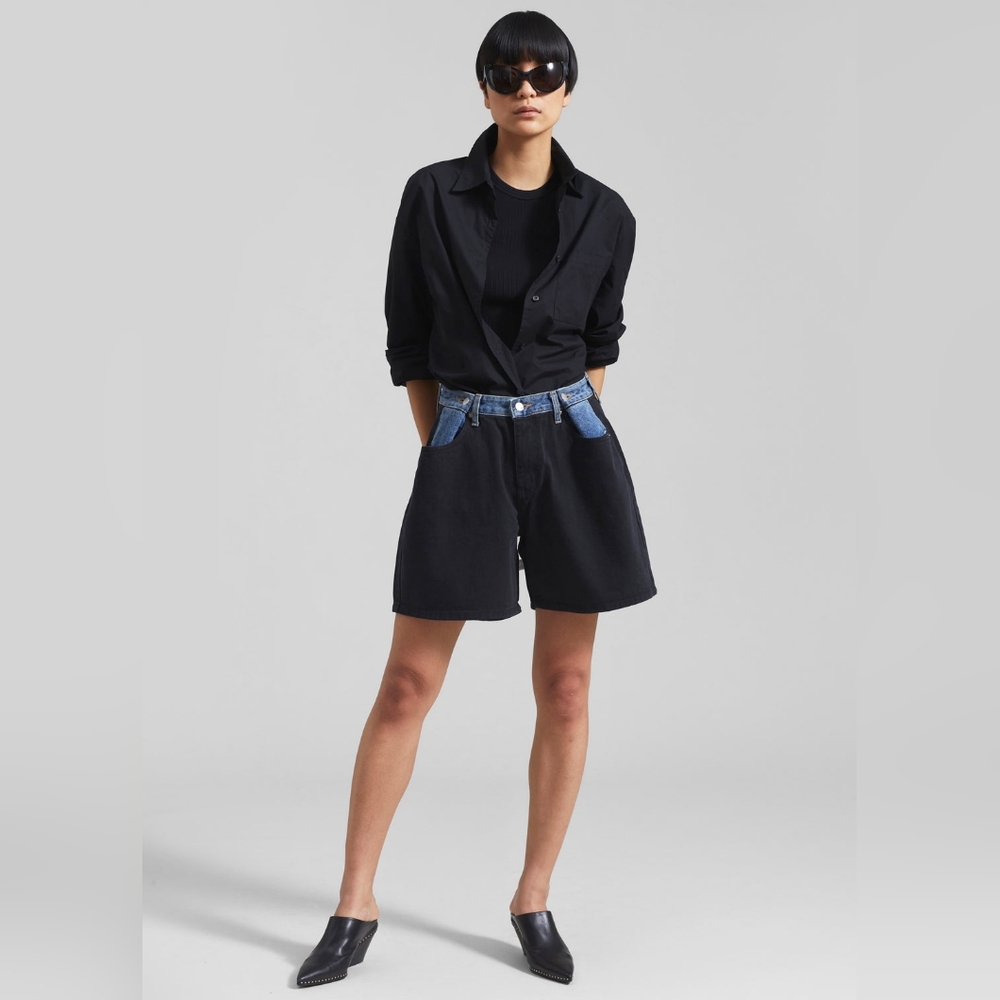 The Frankie Shop Hayla Contrast Denim Shorts - Picture 7 of 15